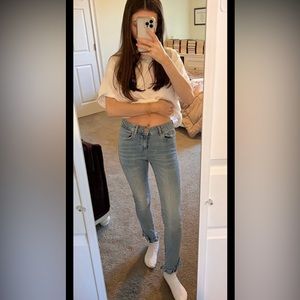 Zara skinny jeans with frilly bottom